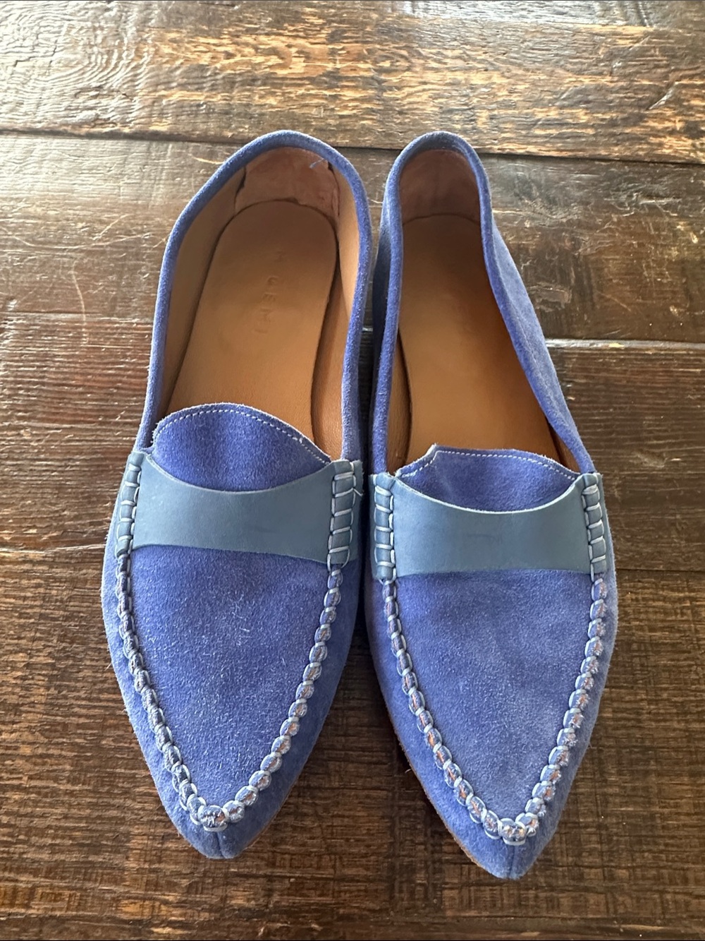 Women’s Pointed Suede Loafers in Blue 40.5